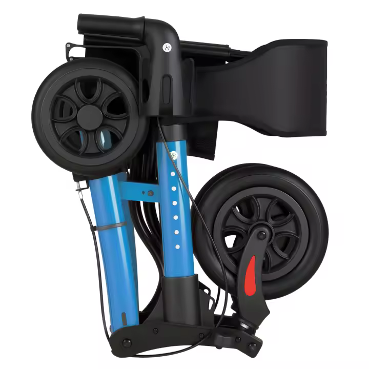 Andador con Asiento SucceBuy para Personas Mayores, Compacto, Plegable en 3 Partes, Ligero, de Aluminio, con Manillares Ajustables, Ruedas de PU Resistentes, Incluye Portavasos y Porta Bastones - Soporta hasta 136 kg - 1