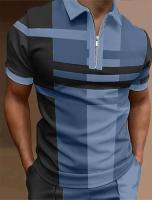 Polo para hombre, Polo con cuello, camisa de golf, estampado gráfico, geometría, apertura EAL, manga corta, ropa con cremallera, top de diseñador - details 10