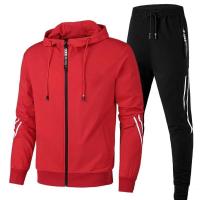2025 Moda casual deportes hombres cremallera sudadera con capucha y pantalones de chándal de dos piezas hombres deportes jumper jogging traje barato - details 4
