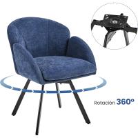 Silla Giratoria de Oficina 360° Diseño de Flor para Escritorio Silla de Maquillaje Chenilla para Sala de Estar, Dormitorio y Estudio Color Blanco - details 13