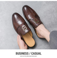 La mitad de los zapatos de los hombres de la moda Brock bolsa zapatillas de cabeza versión coreana sin tacón zapatos pequeños de cuero - details 7