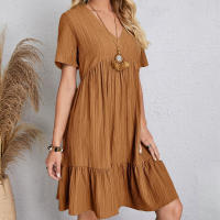 Vestido Mini de Línea Suelta con Volantes de Verano Elegante para Fiestas de Playa - details 4