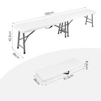 Banco plegable de plástico de 6 pies/183 cm, banco portátil para jardín al aire libre con asa de transporte para picnic, camping, cena, fiesta, 2 piezas - details 1