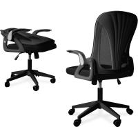 Silla de oficina plegable para espacios pequeños |   Silla de juegos para adultos y niños |   Respaldo de malla |   Para dormitorio y oficina en casa. |   Blanco y negro - details 9