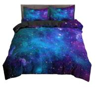 Juego de Cama Galaxy Space Funda Nórdica del Universo 3D Funda de Edredón Psicodélica con Cremallera Juegos de Edredón Doble Rey Regalos para Niños - details 0