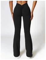 Pantalones de Yoga con Flecos en Forma de V para Mujeres Leggings de Cintura Alta y Pierna Ancha para Gimnasio y Deportes Pantalones de Baile - details 29