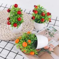 Planta Artificial bonsái naranja Granada árbol frutal decoración de alféizar de ventana planta falsa de jardín de plástico decoración del hogar en maceta - details 3
