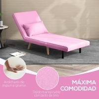 Sofá Cama Individual Sillón Cama Plegable Tapizado en Lino con Respaldo Ajustable en 5 Posiciones y Almohada Sofá Cama Pequeño para Salón 72x75x85 cm - details 5
