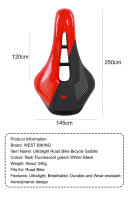 Asiento de Bicicleta Profesional WEST BIKING Ultraligero Hueco de Cuero Suave para Carreras de Bicicletas de Montaña y Carretera - details 11