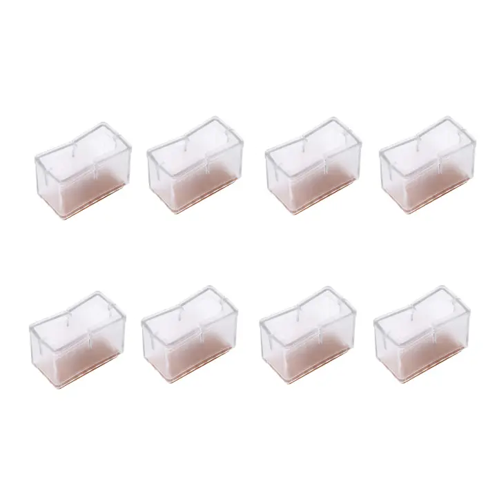 Cubierta de patas de silla rectangular, Protector de patas de muebles con suela de goma (transparente), 8 unidades por juego - 1