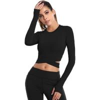 Camisetas de manga larga para mujer, ropa de yoga, trekking, sin costuras, para entrenamiento - details 3