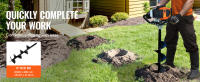 SucceBuy Post Hole Digger Gas Powered, 43CC 1250W, brocas de 8", naranja + negro, asistente de jardinería eficiente - details 1