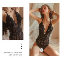Lencería sexy y elegante para mujer, conjunto de body sin entrepierna con escote profundo en V, talla grande, tentador y de corte bajo. - details 8