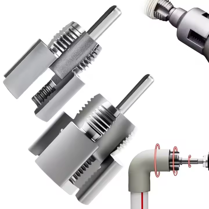 Herramienta Para Cortar Roscas De Tubos, Enhebrador Integrado Interno Y Externo De Tubos De Agua De 1/2 Y 3/4, Kit Enhebrador De Tubos De PVC Compatible Con Taladro Eléctrico, Herramienta Enhebradora De PVC Para Taladro Eléctrico - 1