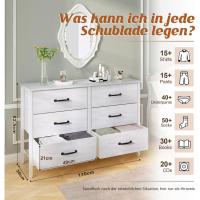 Cómoda con 6 cajones de tela, cómoda de dormitorio blanca, mueble de almacenamiento, muebles de dormitorio, cómoda para cocina, oficina, pasillo, mueble de TV con cajones - details 2