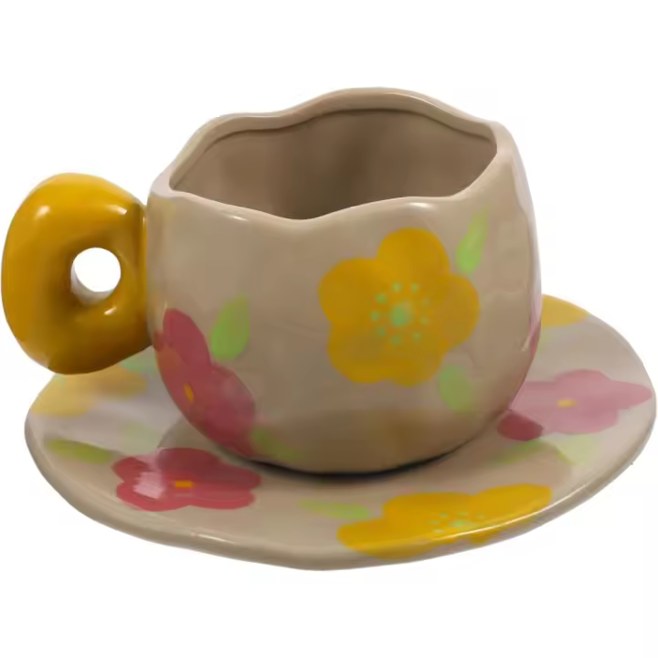 Juego De Taza De Cerámica Para El Hogar Taza Con Platillo Taza De Café Expreso Taza De Desayuno - 1