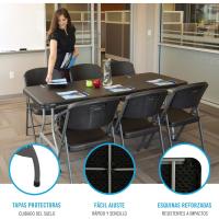 Mesa plegable rectangular ultrarresistente negra, Mesa exterior e interior para jardín, terraza, eventos y catering, Medidas 182x76cm, altura 73,5cm, Mesas plegables grandes - details 4