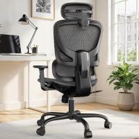 Oficina con respaldo alto, silla de computadora de malla con soporte lumbar, reposabrazos - details 2