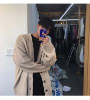 Cardigan de Punto para Hombres Cuello en V, Un solo Pecho, Color Sólido, Estilo Otoñal - details 14