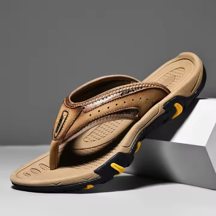 Sandalias de Cuero de Vaca para Hombres Zapatos de Playa de Tamaño Grande con Antideslizante y Resistente al Desgaste Ropa Exterior Diaria - 1