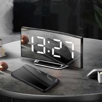Reloj despertador Digital con espejo, temperatura, fecha, modo nocturno, repetición, alimentado por USB, reloj de mesa siempre, reloj LED antidisturbios de 12/24H - details 1