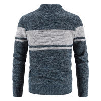 Chaqueta de Punto con Cuello de Béisbol para Hombres CHAIFENKO Top de Abrigo Grueso de Vellón para Otoño e Invierno Moda Rayada Cuidado de Lavado Máquina - details 5