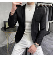 Traje de Abrigo de Piel de Ciervo de Alta Calidad Ajuste Delgado, Moda de Negocios Casual, Botón Único - details 3