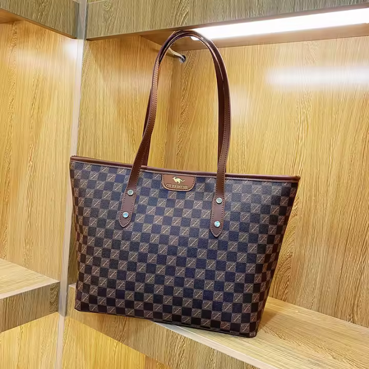 Bolso de mujer a cuadros de alta gama a la moda, bolso de hombro nuevo versátil de gran capacidad, bolso de mano Retro para exteriores, bolso de mano - 1