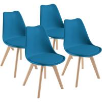 Silla Comedor escandinava, Silla Oficina Retro, Asiento Acolchado Haya Maciza (Gris, Lote 4) - details 3
