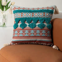 Bonenjoy 1 funda de cojín de estilo bohemio para decoración del hogar, fundas de almohadas con borlas, fundas de cojín de lino y algodón, funda de almohada de 45x45cm - details 9