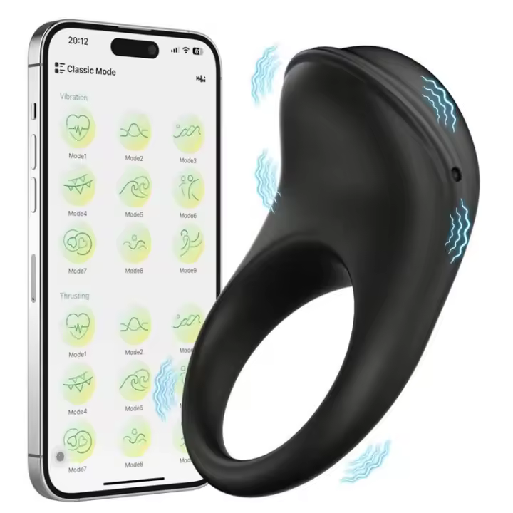 Empaque privado Vibrador Sexy con Control por APP para Hombres Anillo de Retraso de Eyaculación Juguetes Anillo de Bloqueo Suministros Sexuales para Hombres Adultos 18+ - 1