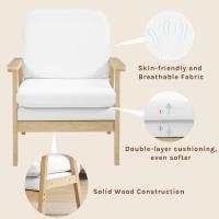 Sillón de lino, sillón individual, sofá de madera, silla de lectura de relajación, cojín trasero de asiento grueso para sala de estar y dormitorio - details 8