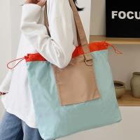 Bolso de compras plegable de color, bolso de bolsillo respetuoso con el medio ambiente de gran capacidad, bolso de mano con cordón impermeable reutilizable para niñas - details 12
