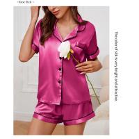 Conjunto De Pijamas De Seda Y Satén Para Mujer Verano Con Cuello Redondo Y Shorts 2 Piezas Dormitorio Elegante Pijama De Noche - details 16