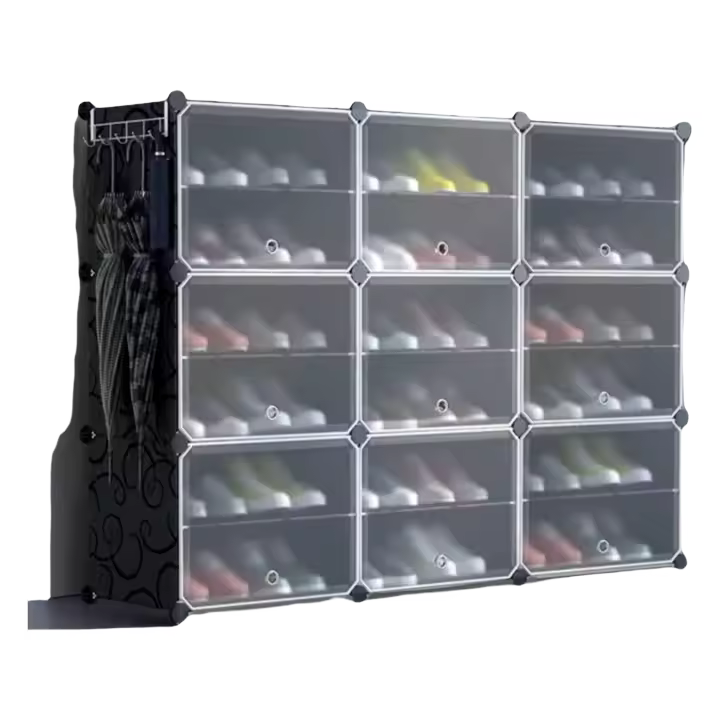 Estante de Bricolaje para Zapatos, Gabinete de Puerta Transparente de plástico, Ahorro de Espacio para Zapatos, Juguetes - 1