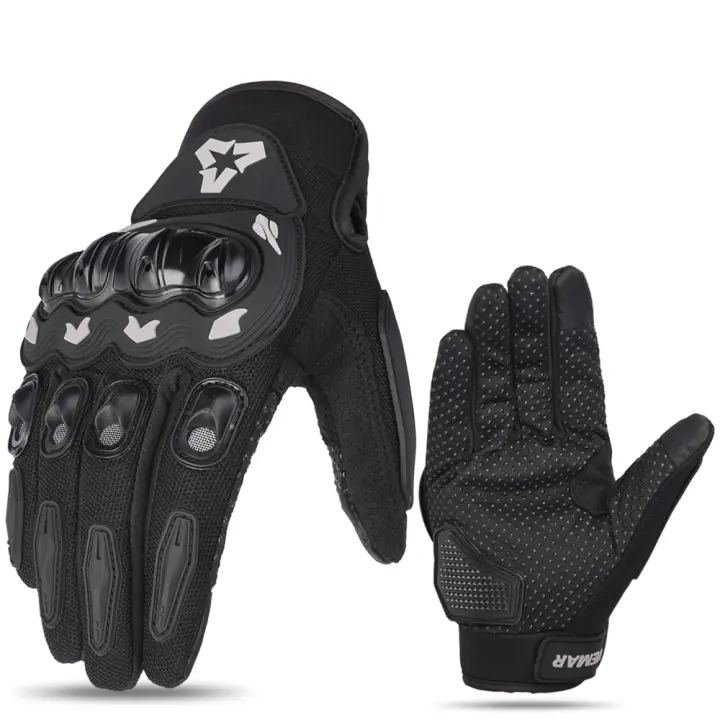 Guantes de moto de dedo completo para hombre y mujer, color negro, rojo, pantalla táctil, Motocross, verano, 2024 - 1