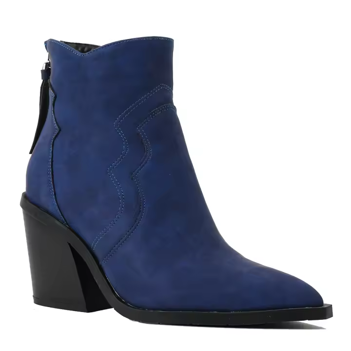 Botas de vaquero con punta estrecha para mujer, botines cortos cosidos, estilo Chelsea - 1
