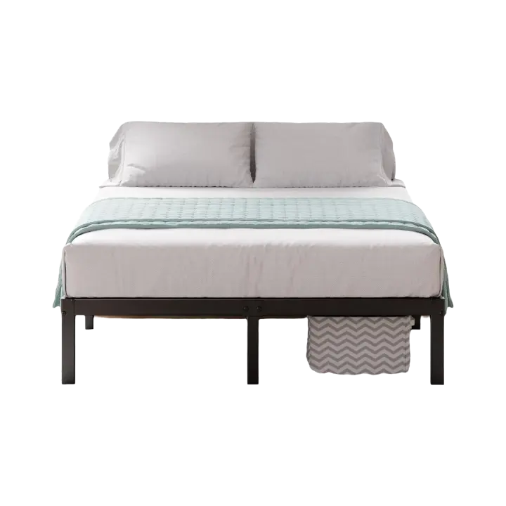 150x190 cm - Altura 36 cm con almacenamiento debajo de la cama - Estructura de cama de plataforma de metal con soporte de listones de acero - Negro - 1