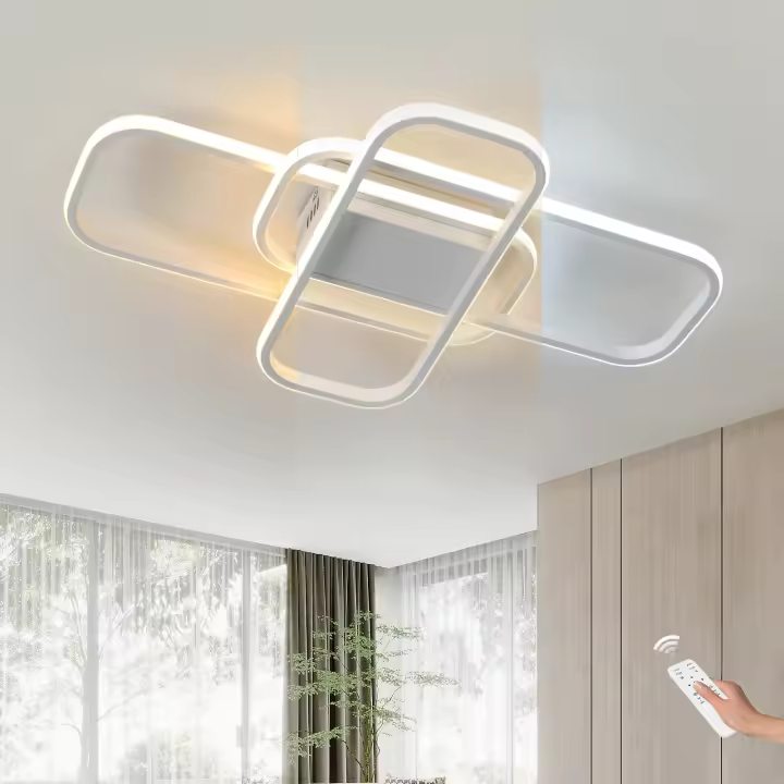 LED Plafón de Techo Rectangular Blanco 48W GOECO, 3000-6500K Dimmable Con Control Remoto, Iluminación Interior para Sala de estar, Dormitorio, Comedor, 55*35*7 CM - 1