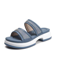 Sandalia sandalias con diamantes de agua, zapatos arrastrados con una palabra, novedad de verano 2025, estilo de tacón grueso con pendiente inferior, zapatillas frescas con punta abierta para - details 3