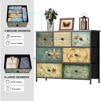 Mueble de Almacenamiento Cómodo con 9 Cajones Diseño Industrial de Metal con Superficie de Madera y Cajones de Tela para Sala de Estar, Habitación Infantil, Pasillo Estilo Rústico - details 17