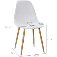 Pack de 4 Sillas de Comedor Sillas de Cocina con Respaldo Alto y Patas de Metal para Salón 45x52x85,5 cm Blanco y Natural - details 2
