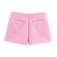 PB&ZA2025casual pantalones cortos de cintura alta de color sólido con línea A pequeña para todos los días, falda pantalón de verano para mujer - details 4