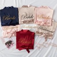 Bata de novia para dama de honor, bata de baño tipo kimono bordada, camisón informal de satén corto, ropa de dormir Sexy para mujer - details 2