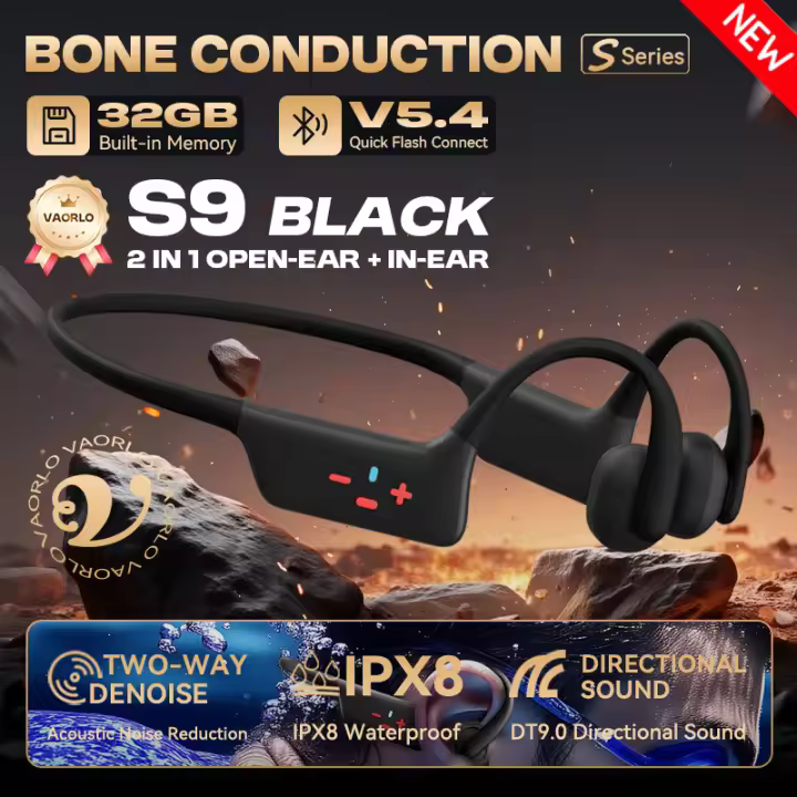 Auriculares inalámbricos de conducción ósea 2 en 1 de oído abierto/interno IPX8 impermeables para natación Bluetooth 5,4 + 32GB MP3 HIFI auriculares deportivos - 1