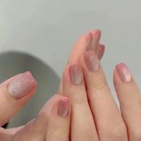 24pcs Uñas Postizas Almendro Rosa Y Nude Para Mujeres Y Niñas Decoración De Uñas Con Lazo Falso De Resina Artículos De Manicura - details 11