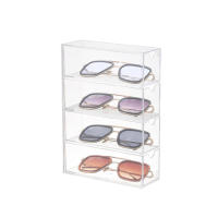 Vitrinas de cristal transparente de 4 capas, organizador de escritorio apilable para sala de estar y el hogar - details 0