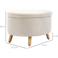 Taburete de Almacenamiento de Terciopelo Puff Tapizada con Tapa Extraíble Patas de Madera - details 2