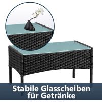 Juego de muebles de jardín de polirratán, 7 piezas, incluye sofá, sillas individuales, mesa y cojines de asiento, muebles de terraza para balcón, jardín (negro) - details 3