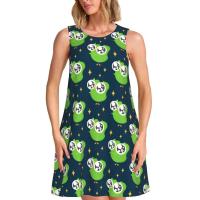 Vestido Duo de búho sin mangas informal para mujer, divertido pájaro verde, viajes personalizados, D-Duogos - details 136